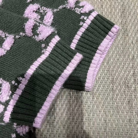 New 2025 Gucci GG logo monogram wool bouclé jacquard top in Forest Green Large - Picture 4 of 5